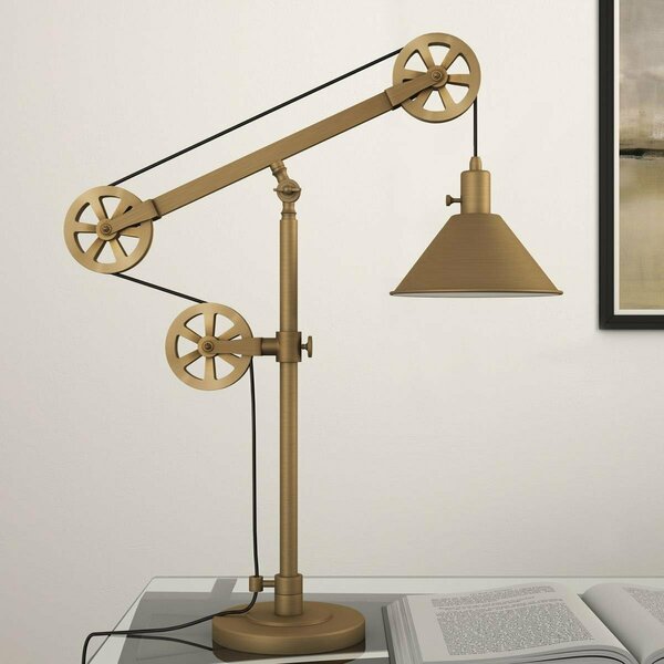 Henn & Hart Descartes Antique Brass Table Lamp with Pulley System TL0149